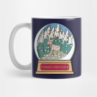 Merry Christmas Snowglobe Reindeer Mug